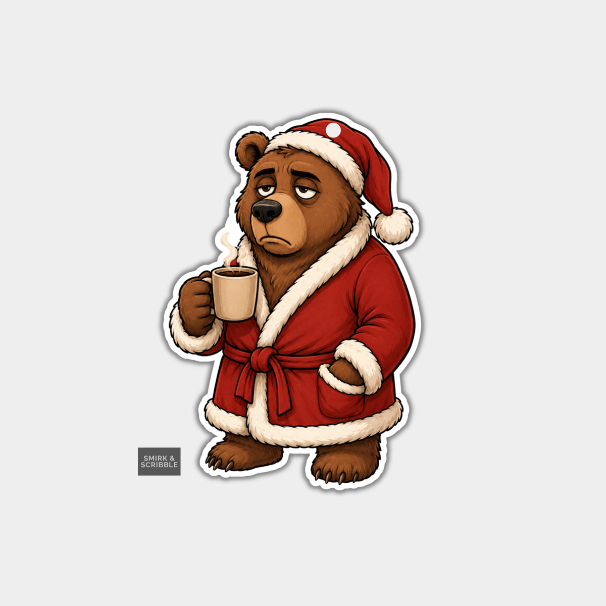 Funny Christmas Gift Tags - Grumpy Bear In Robe