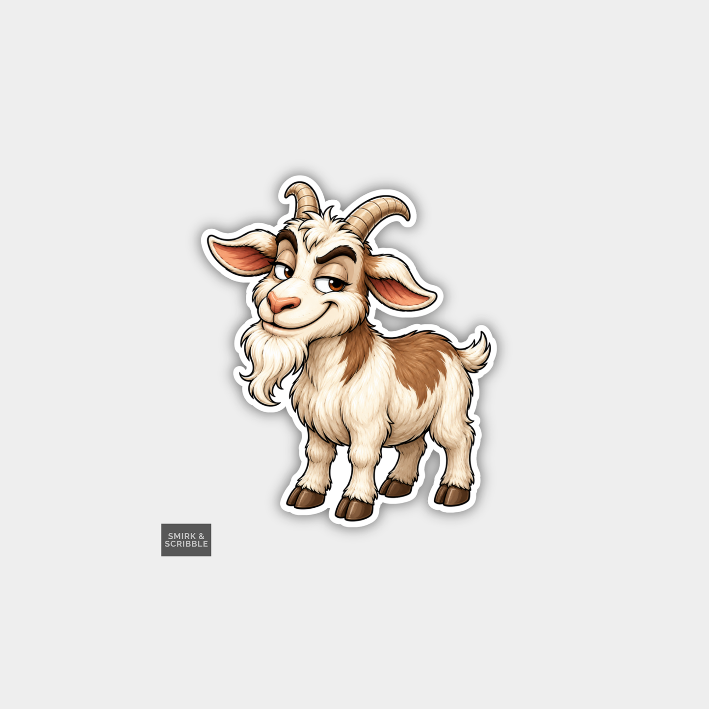 Funny Character Vinyl Sticker - Cute Posing Goat