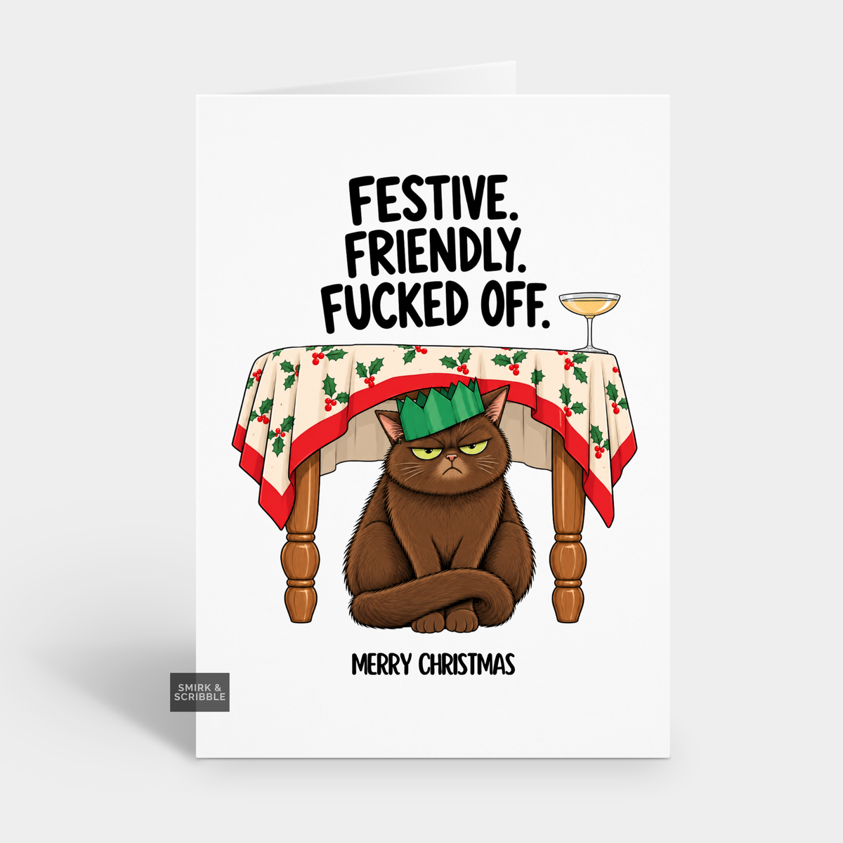 Funny Christmas Card - Festive Friendly Cat