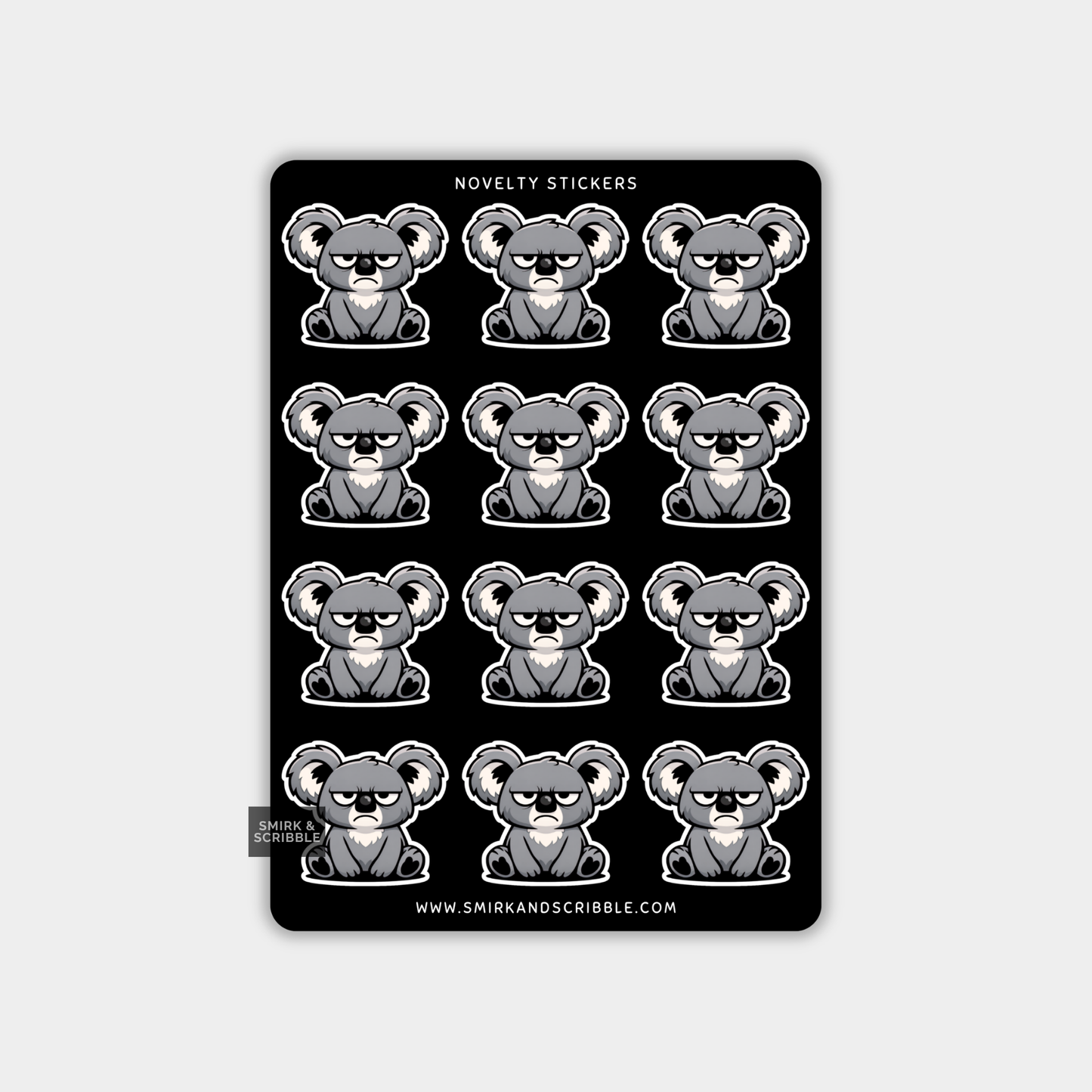 Funny Vinyl Sticker Sheet - Grumpy Koala