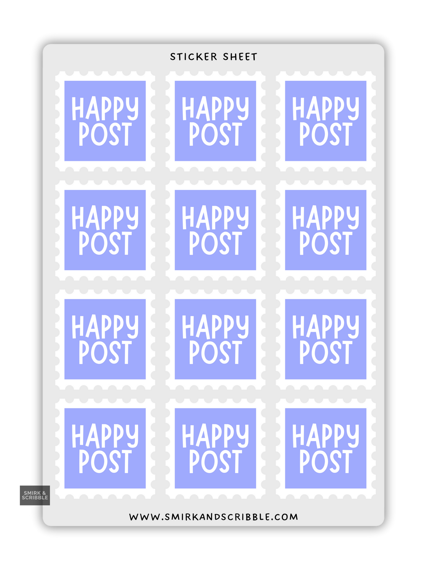 Purple Happy Post Stamp Stickers