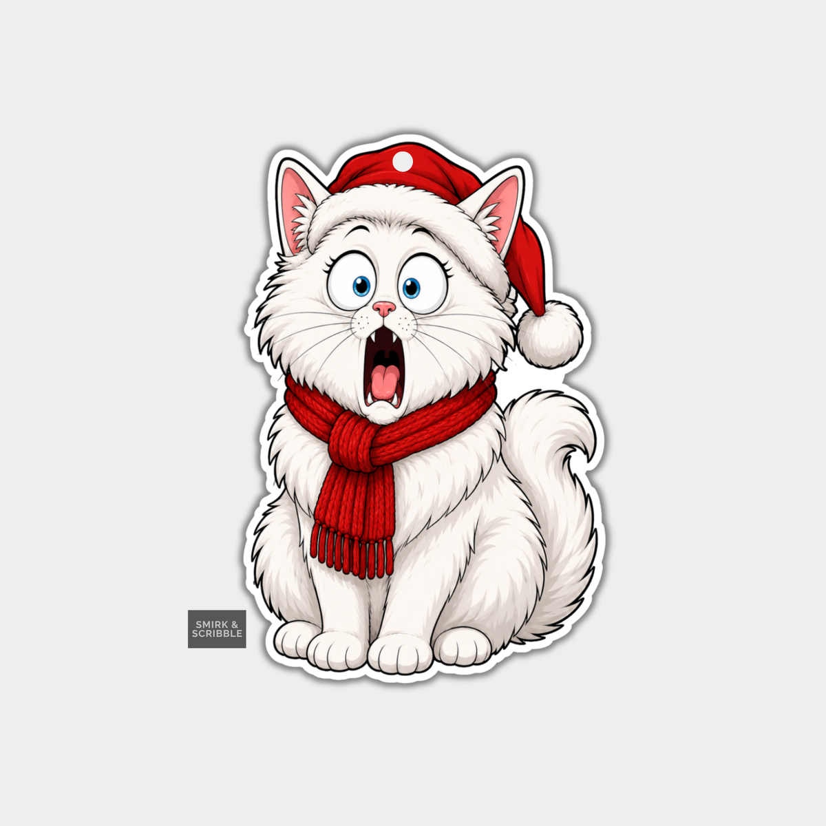 Funny Christmas Gift Tags - Cute Shocked Cat