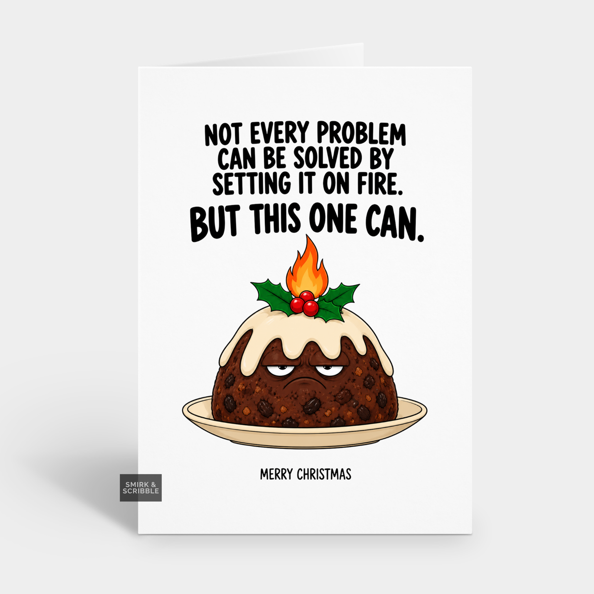 Funny Christmas Card - Problem Pudding