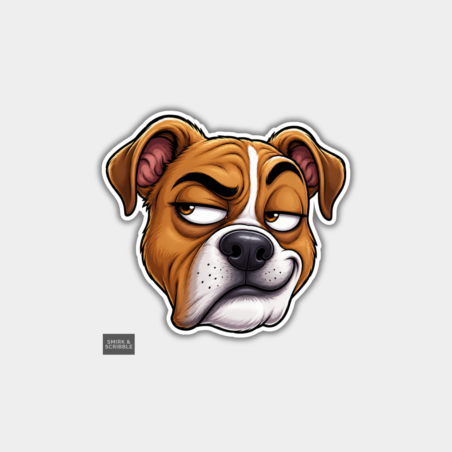 Funny Die Cut Vinyl Sticker - Unimpressed Dog Face