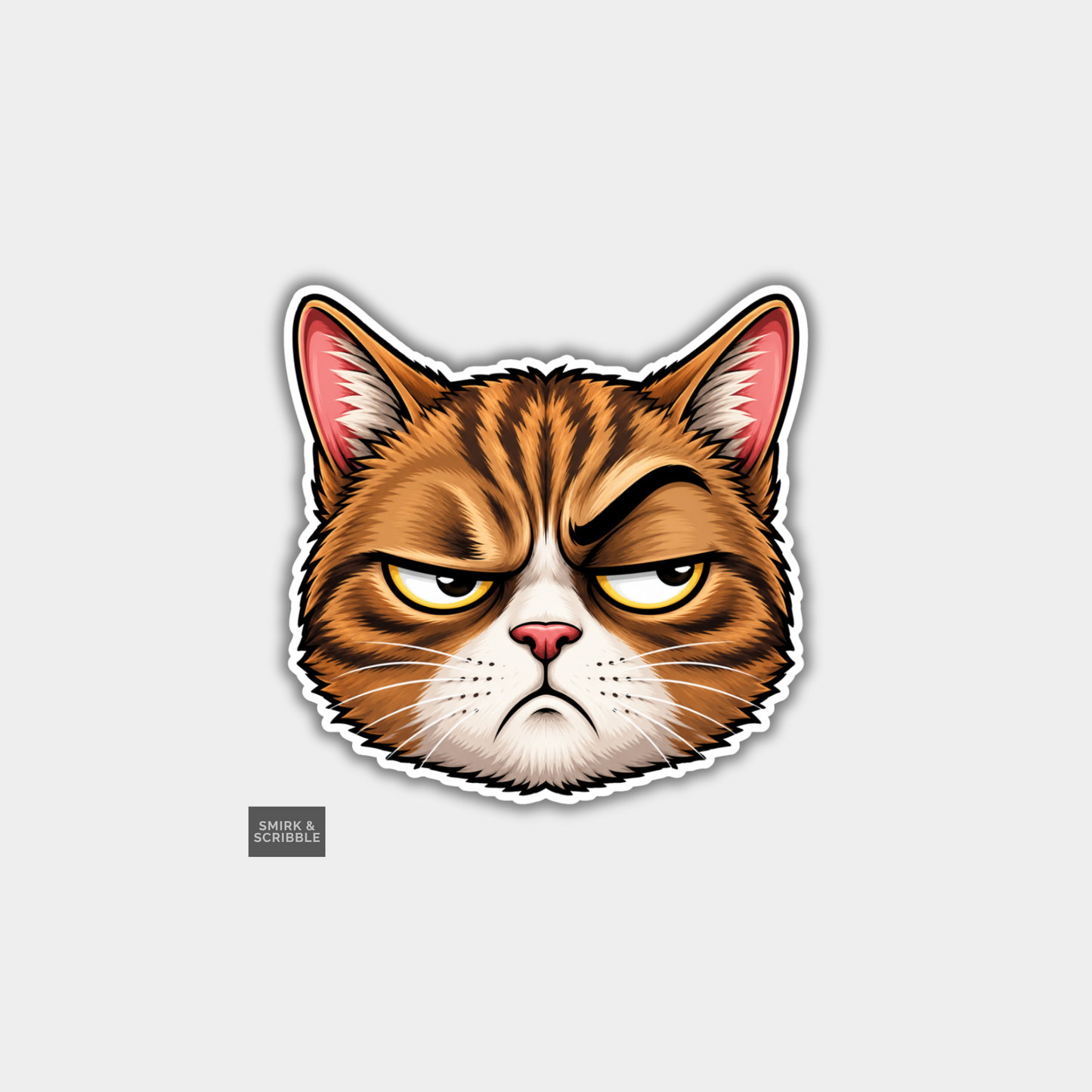Funny Die Cut Vinyl Sticker - Grumpy Cat Face