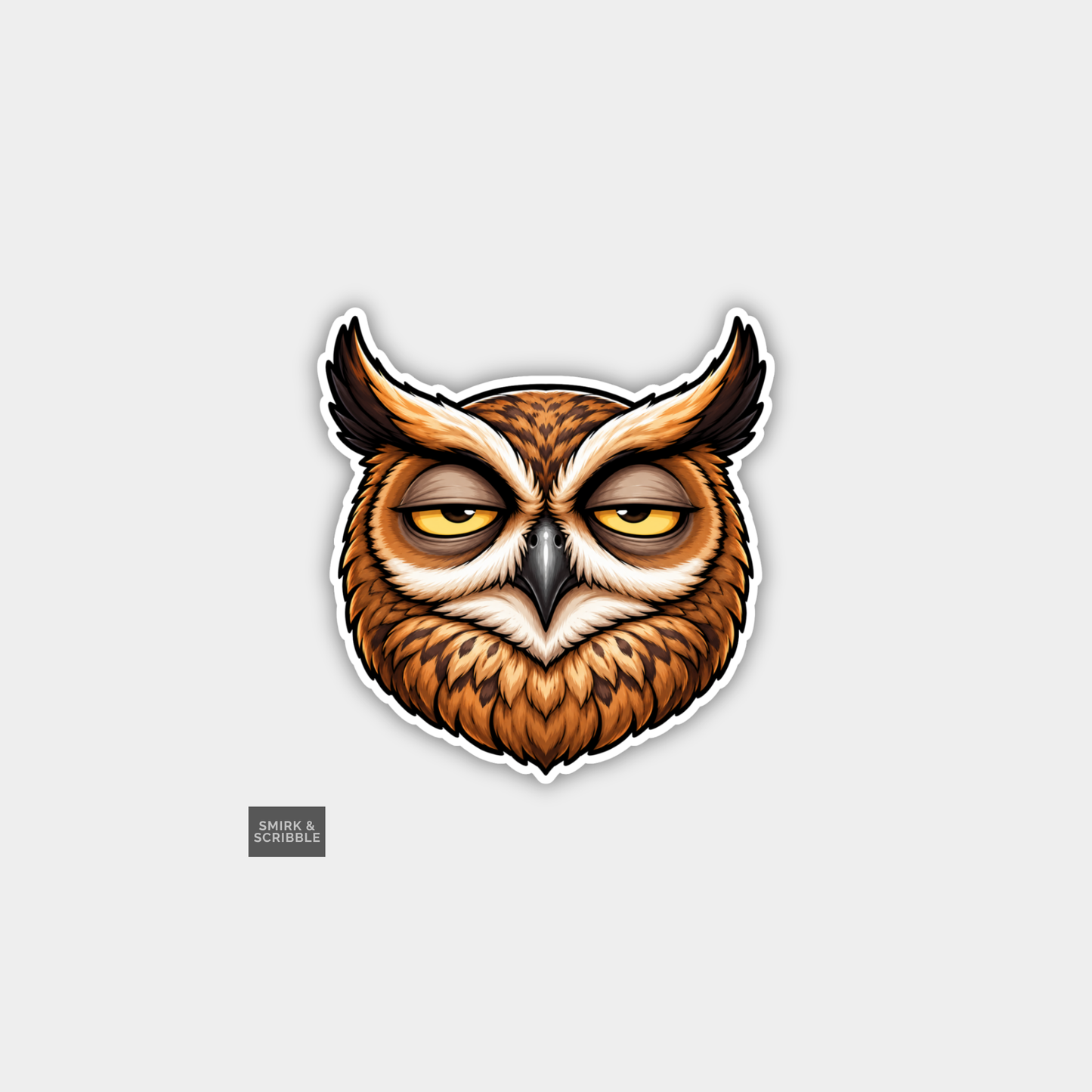 Funny Character Vinyl Sticker - Mean Owl Face