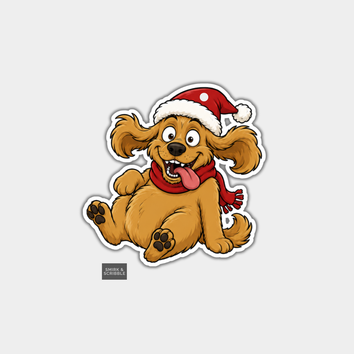 Funny Christmas Gift Tags - Cute Cheeky Dog In Santa Hat