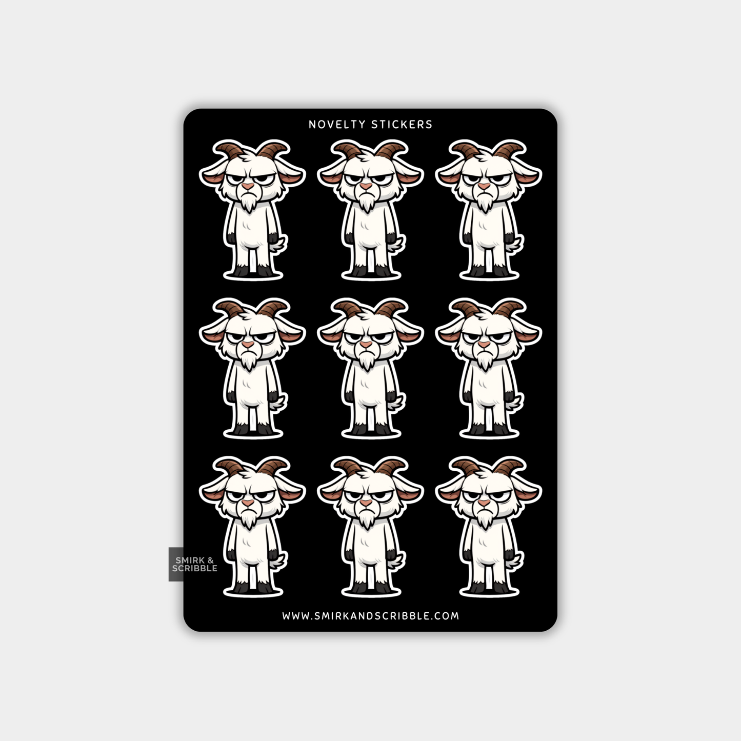 Funny Vinyl Sticker Sheet - Angry Goat