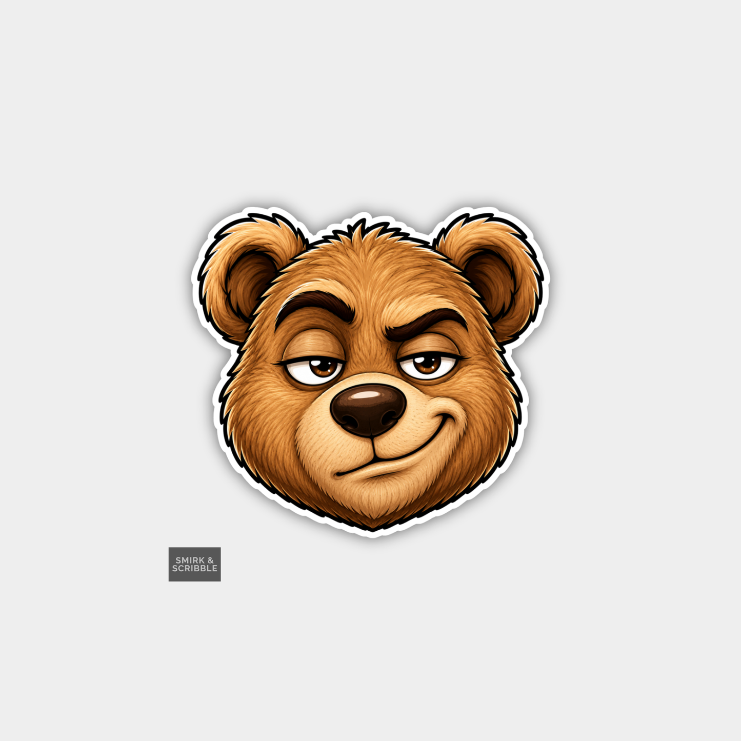 Funny Character Vinyl Sticker - Smug Teddy Face