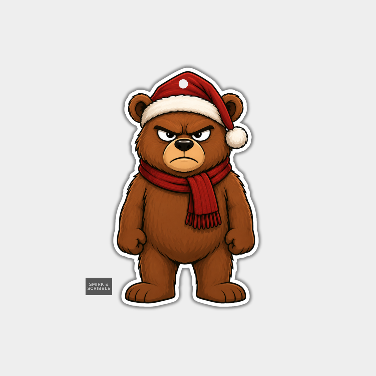 Funny Christmas Gift Tags - Grumpy Sulking Bear