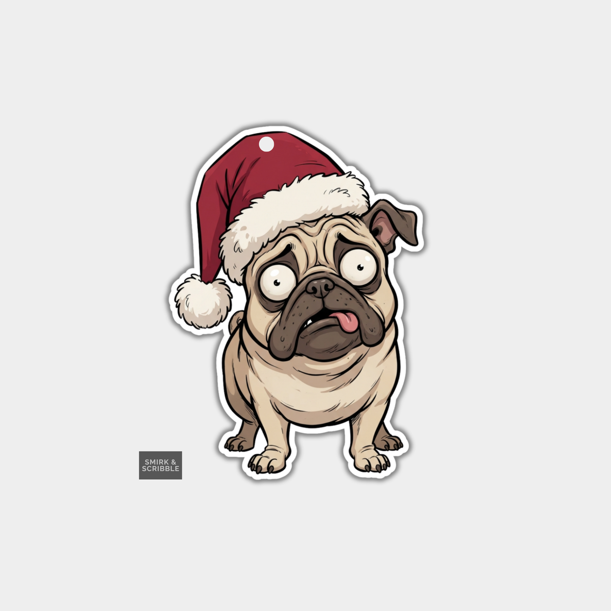 Funny Christmas Gift Tags - Weird Scared Pug