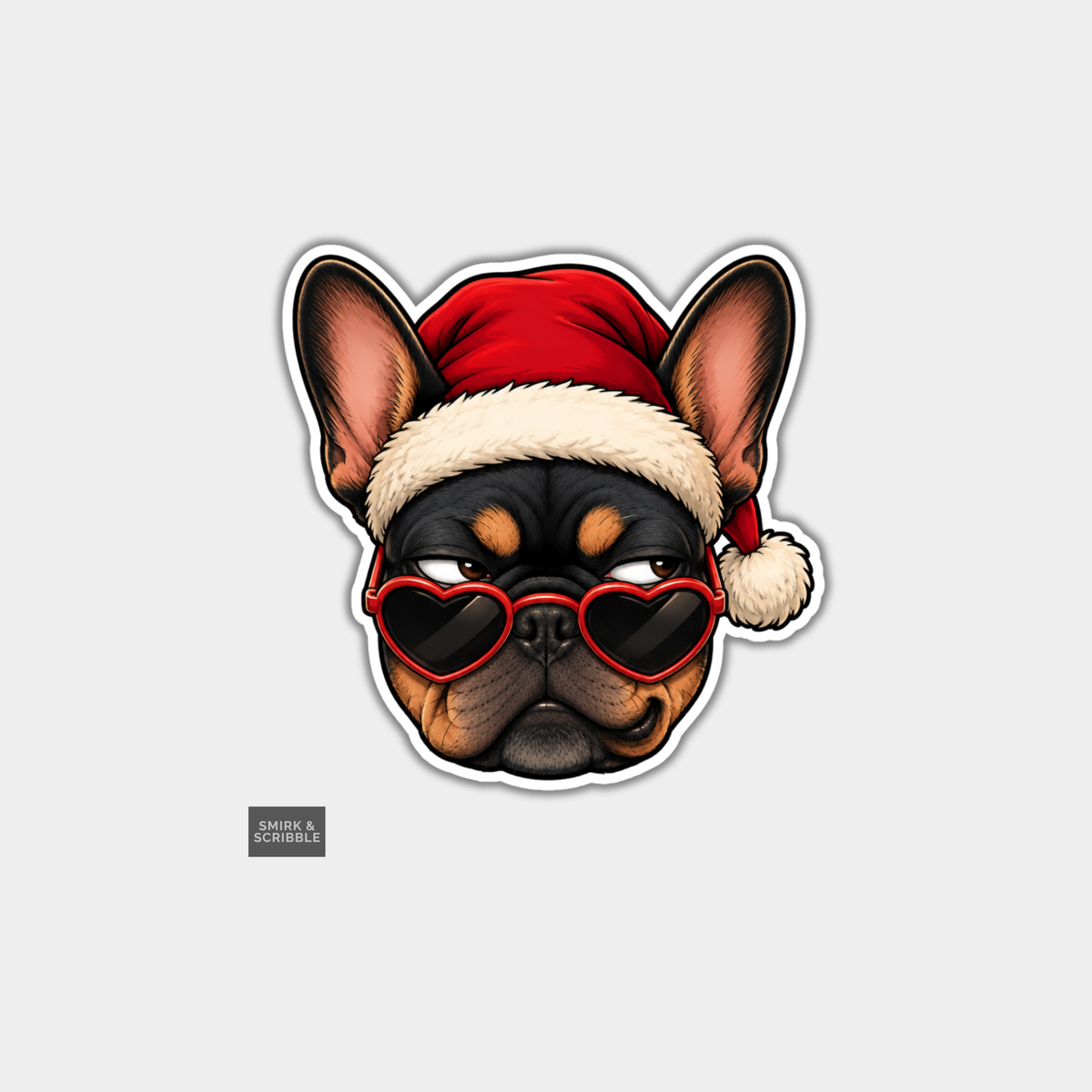 Funny Christmas Sticker - French Bulldog In Glasses