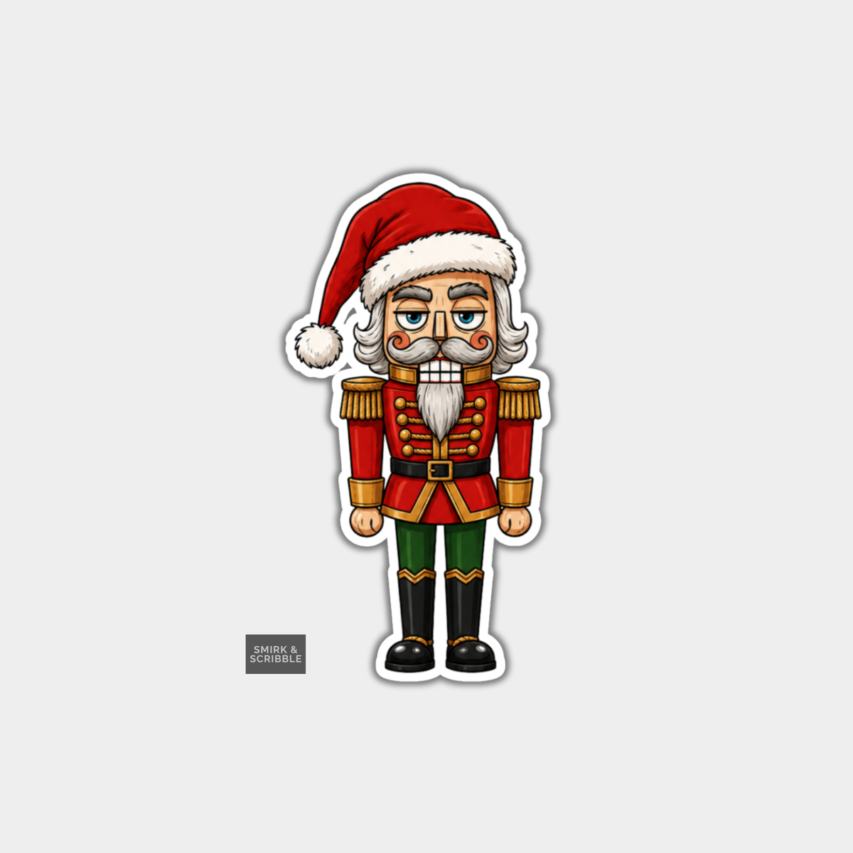 Funny Christmas Sticker - Cute Grumpy Nutcracker