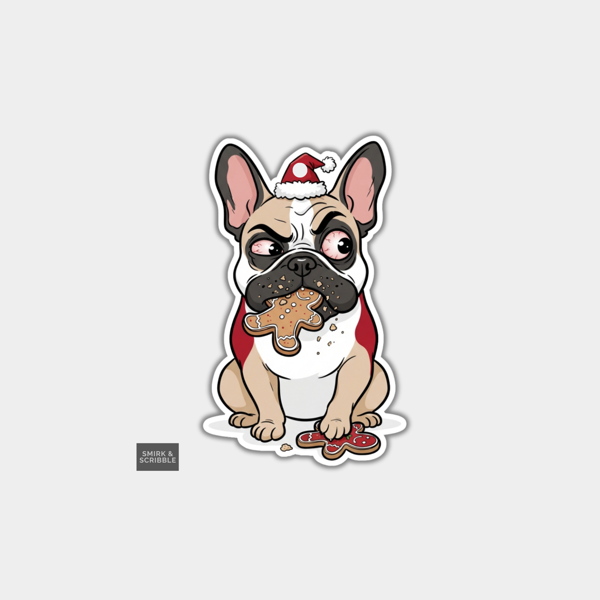 Funny Christmas Gift Tags - Pug With Gingerbread