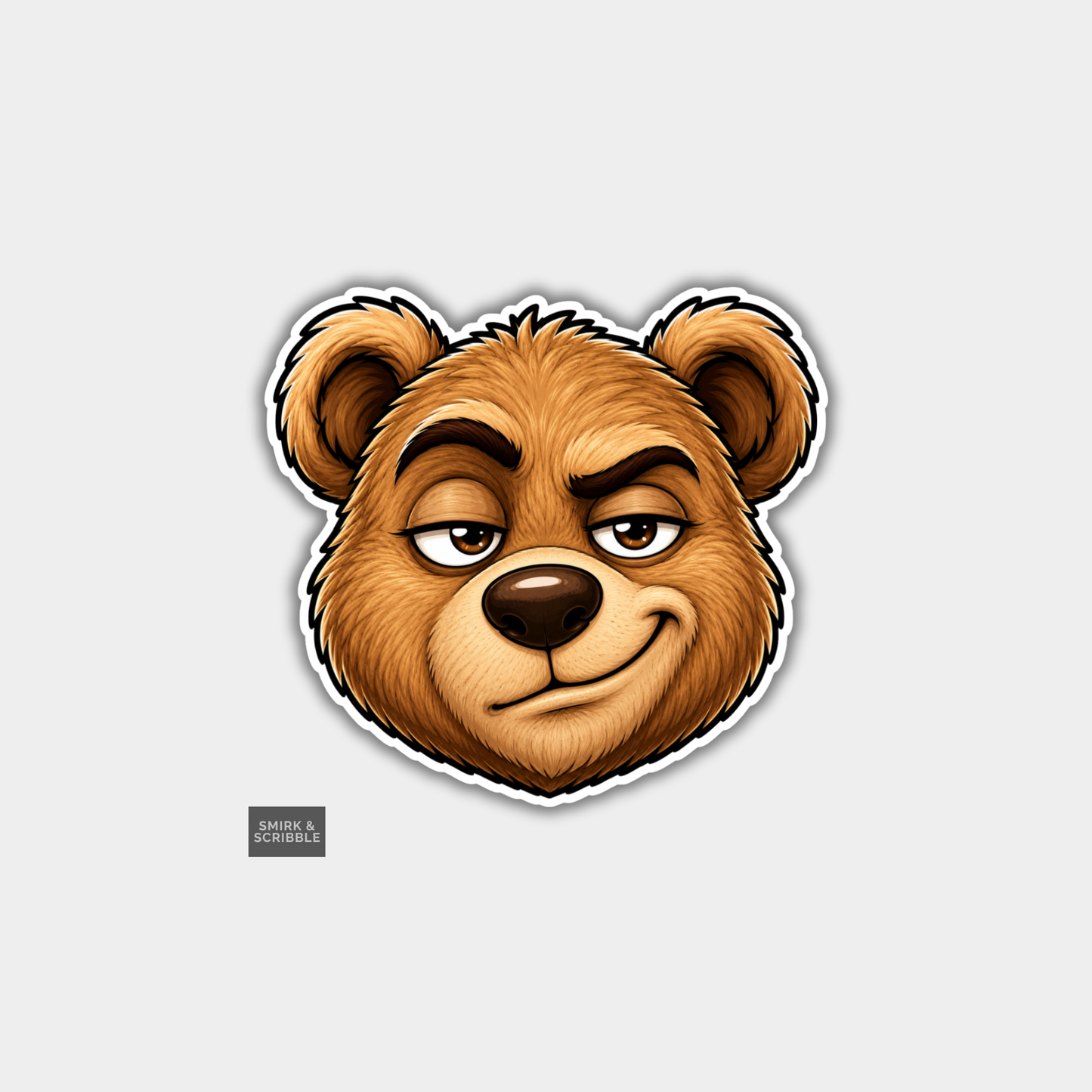 Funny Die Cut Vinyl Sticker - Smug Teddy Bear Face