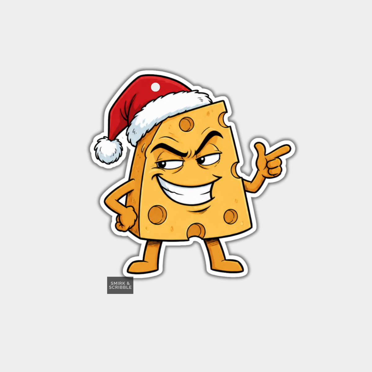 Funny Christmas Gift Tags - Cute Cheeky Cheese In Santa Hat