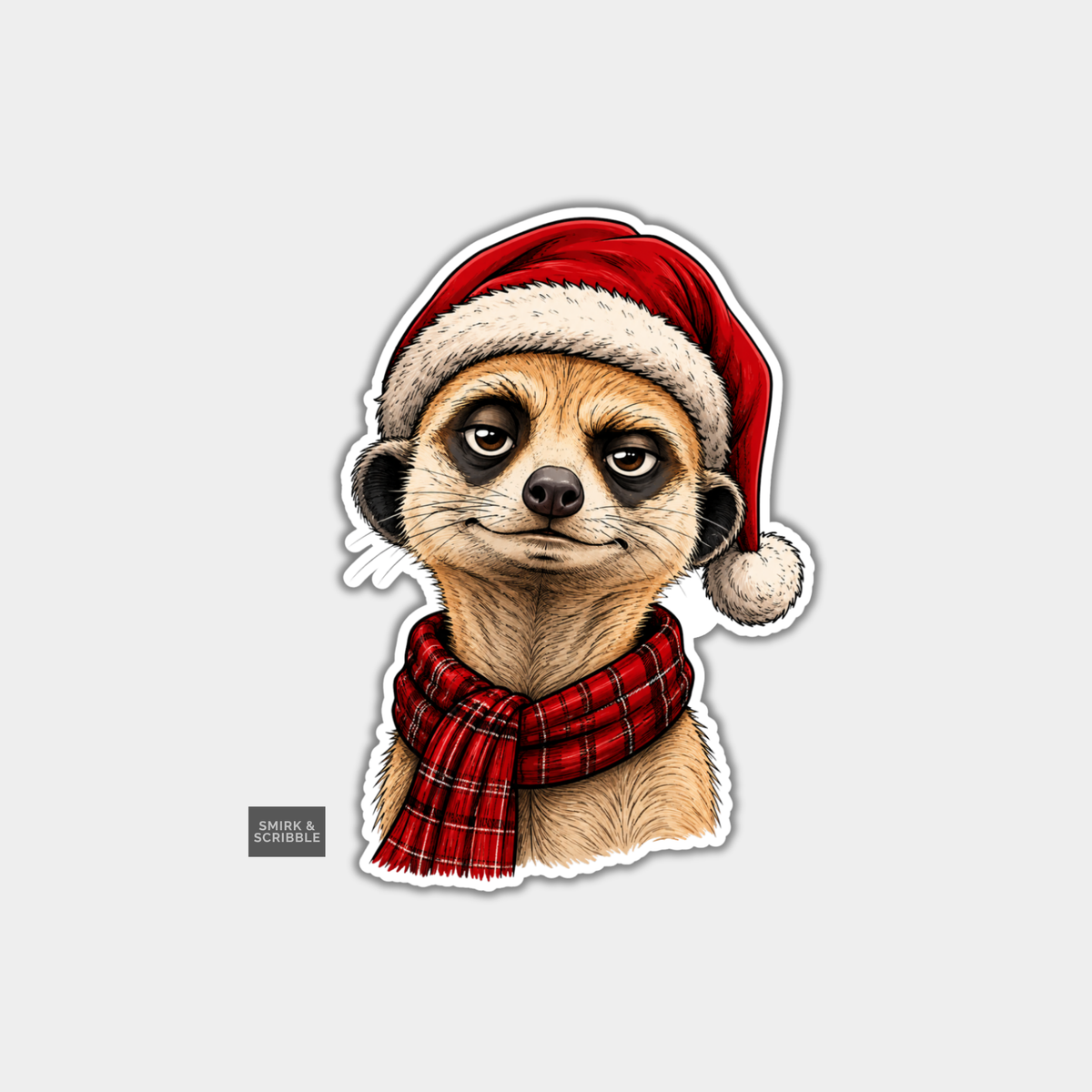 Funny Christmas Sticker - Cute Posing Meerkat