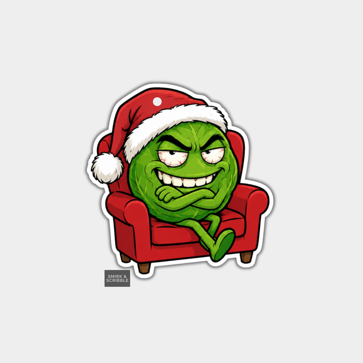 Funny Christmas Gift Tags - Cute Cheeky Brussels Sprout In Santa Hat