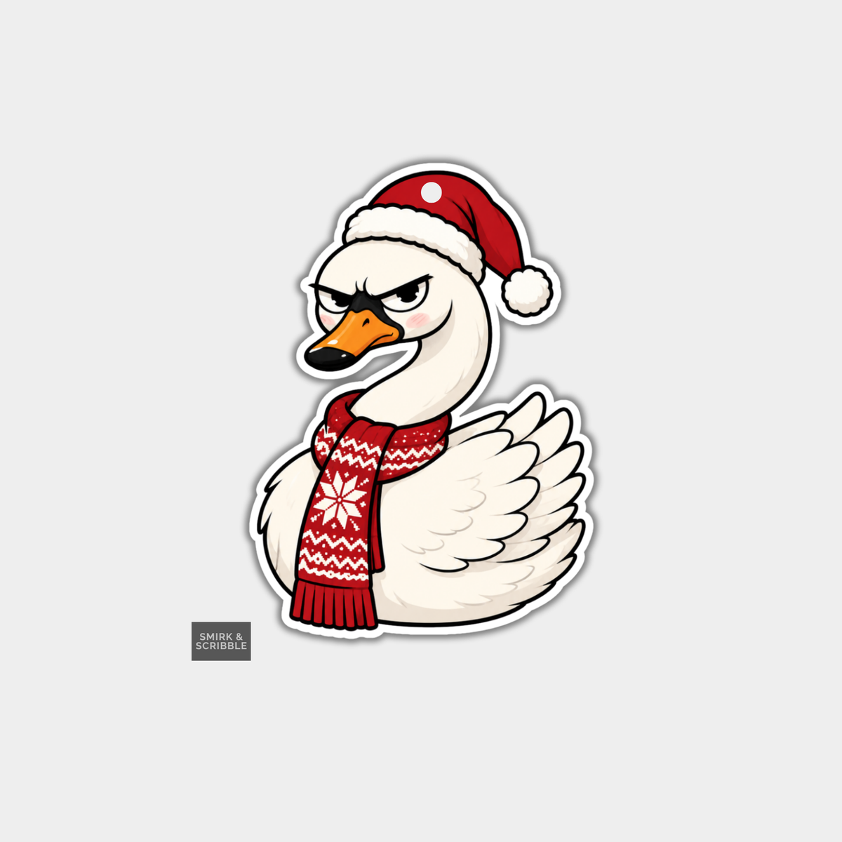 Funny Christmas Gift Tags - Cute Grumpy Swan