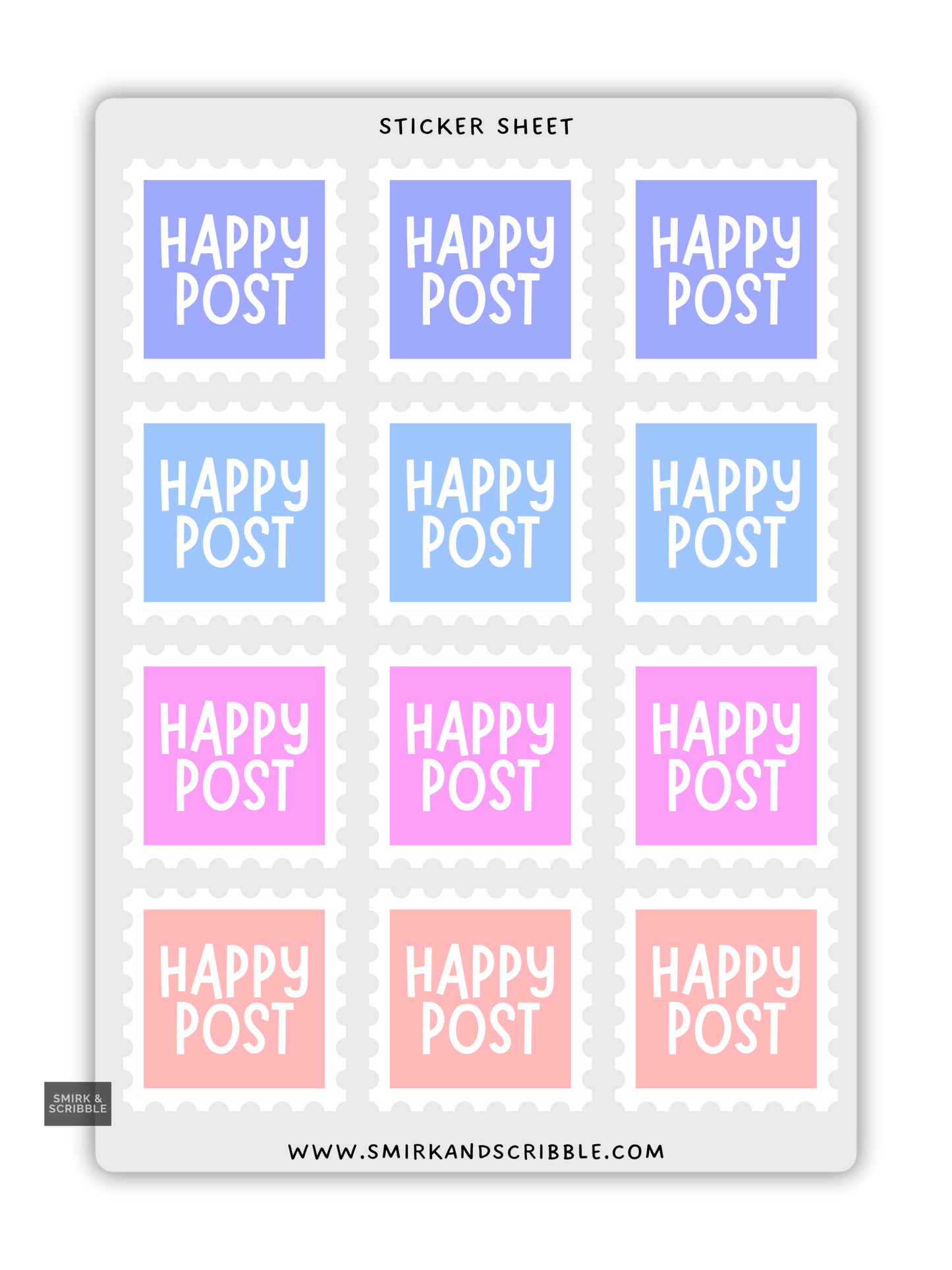 Multi Happy Post Stamp Stickers