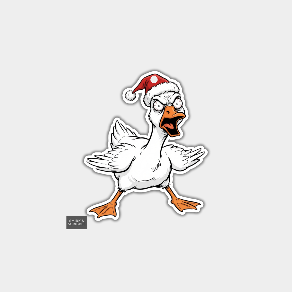 Funny Christmas Gift Tags - Angry Goose In Santa Hat