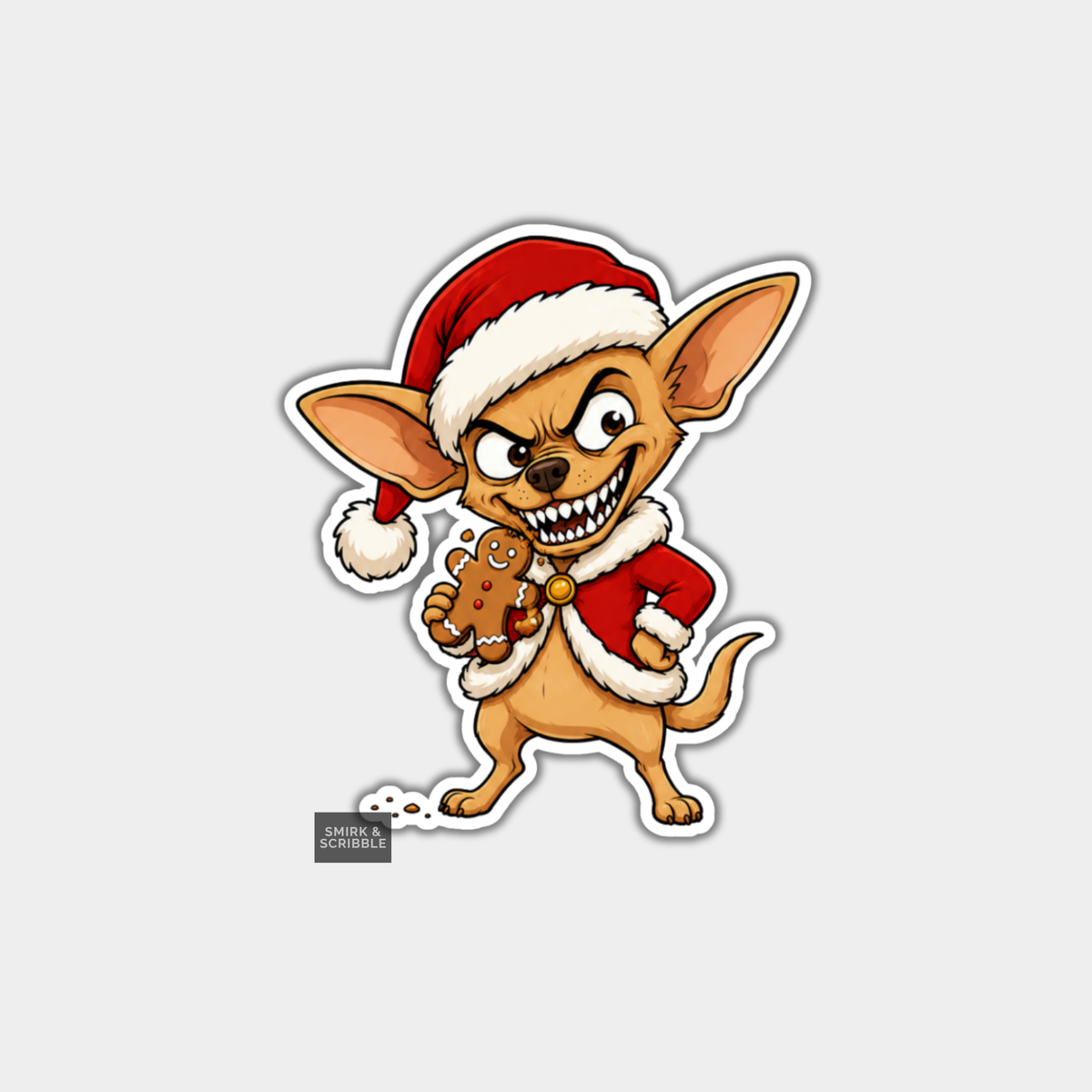 Funny Christmas Sticker - Cute Cheeky Chihuahua