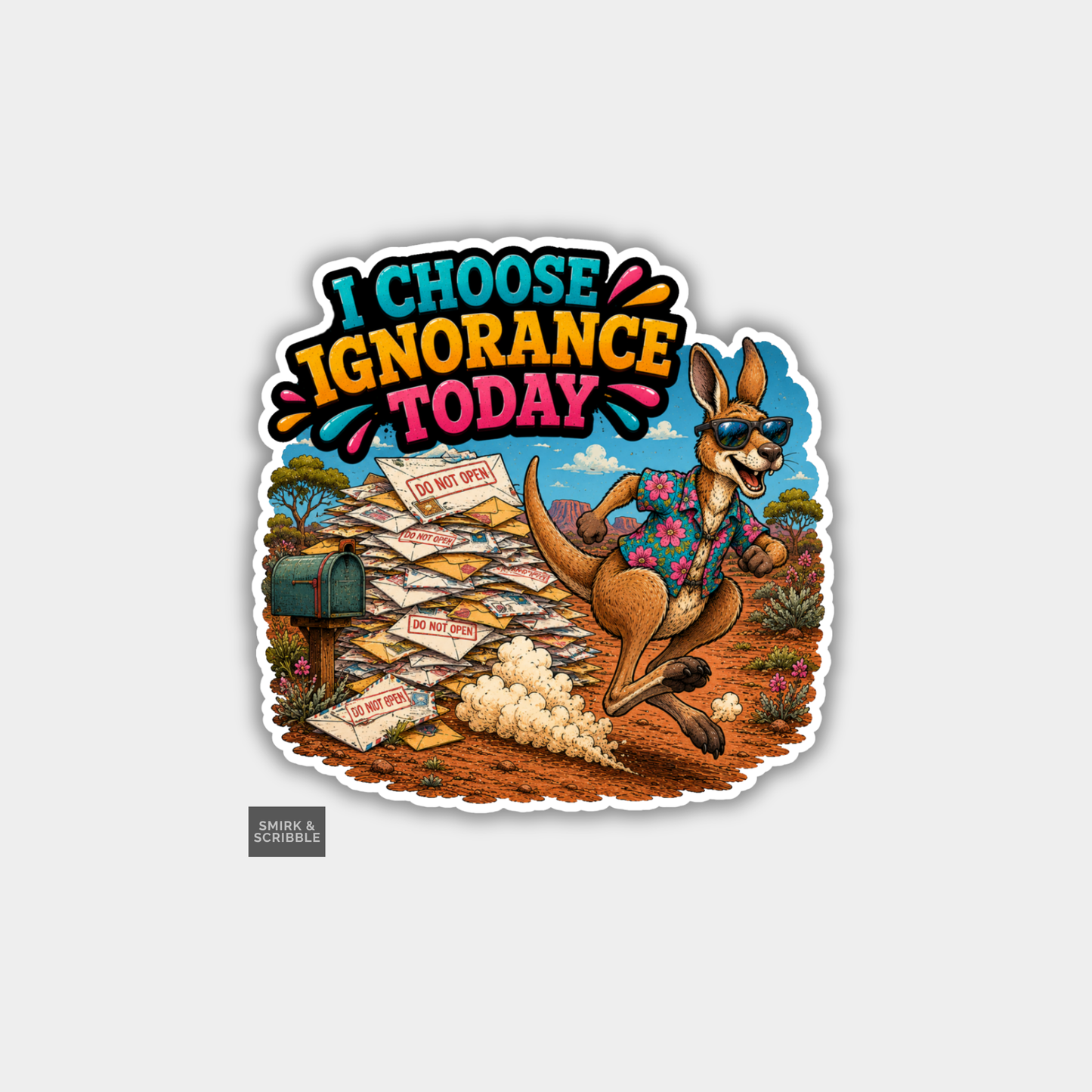 Funny Vinyl Die Cut Sticker - Ignorance Kangaroo
