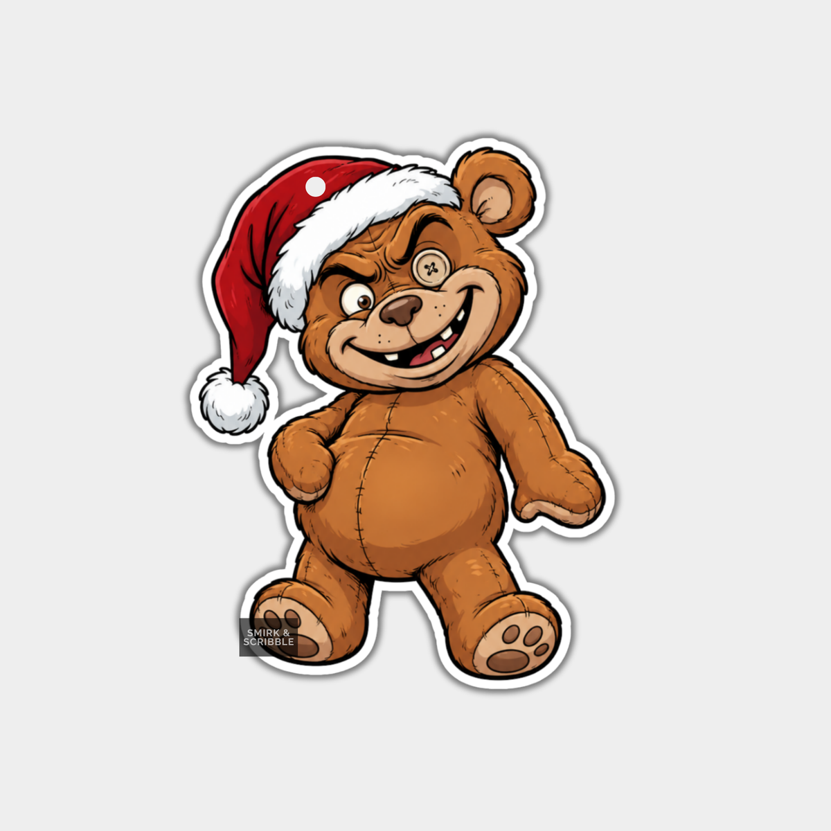 Funny Christmas Gift Tags - Cute Cheeky Teddy Bear In Santa Hat