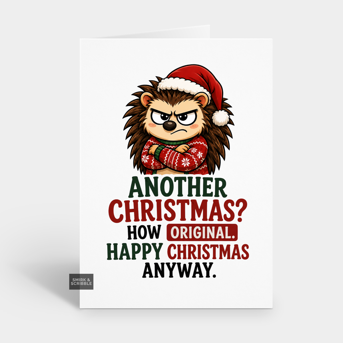 Funny Christmas Card - Original Hedgehog