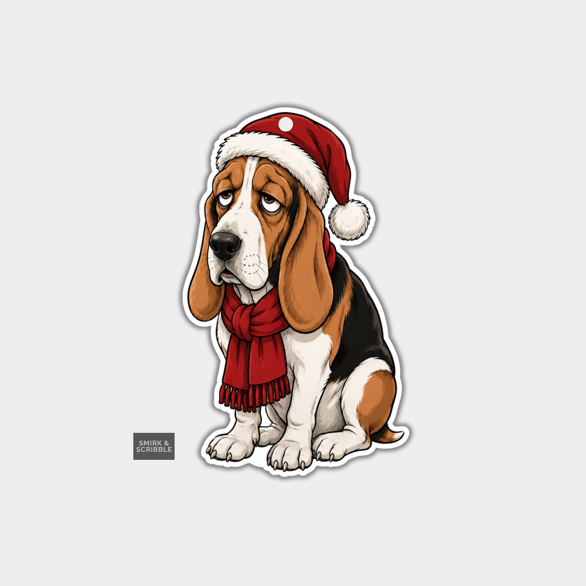 Funny Christmas Gift Tags - Grumpy Basset Hound