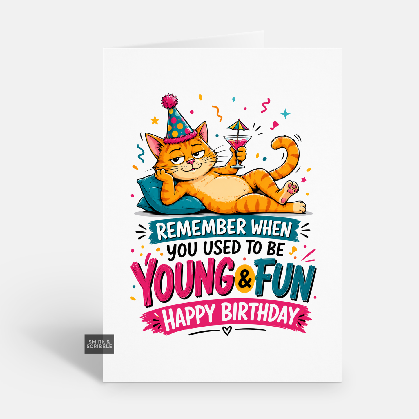 Funny Birthday Card - Young Fun Cat
