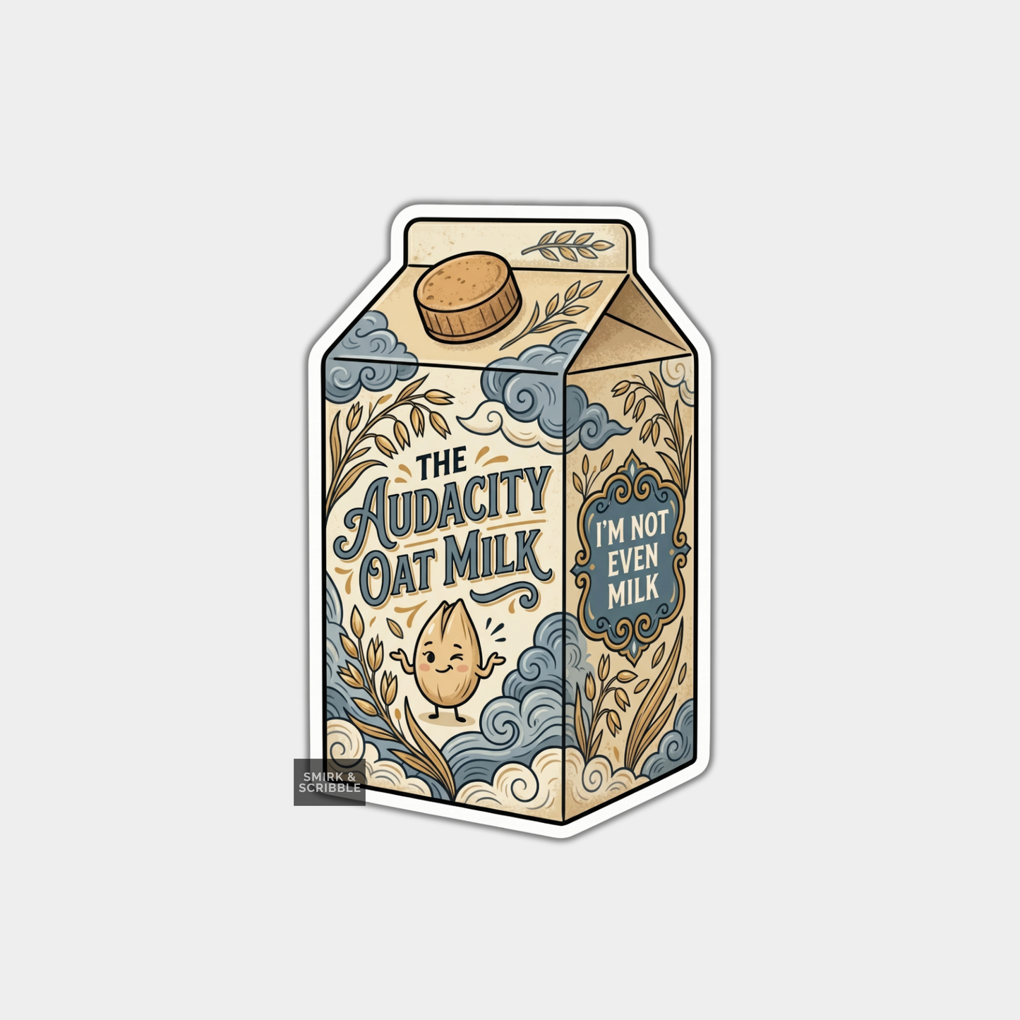 Funny Die Cut Vinyl Sticker - Audacity Oat Milk