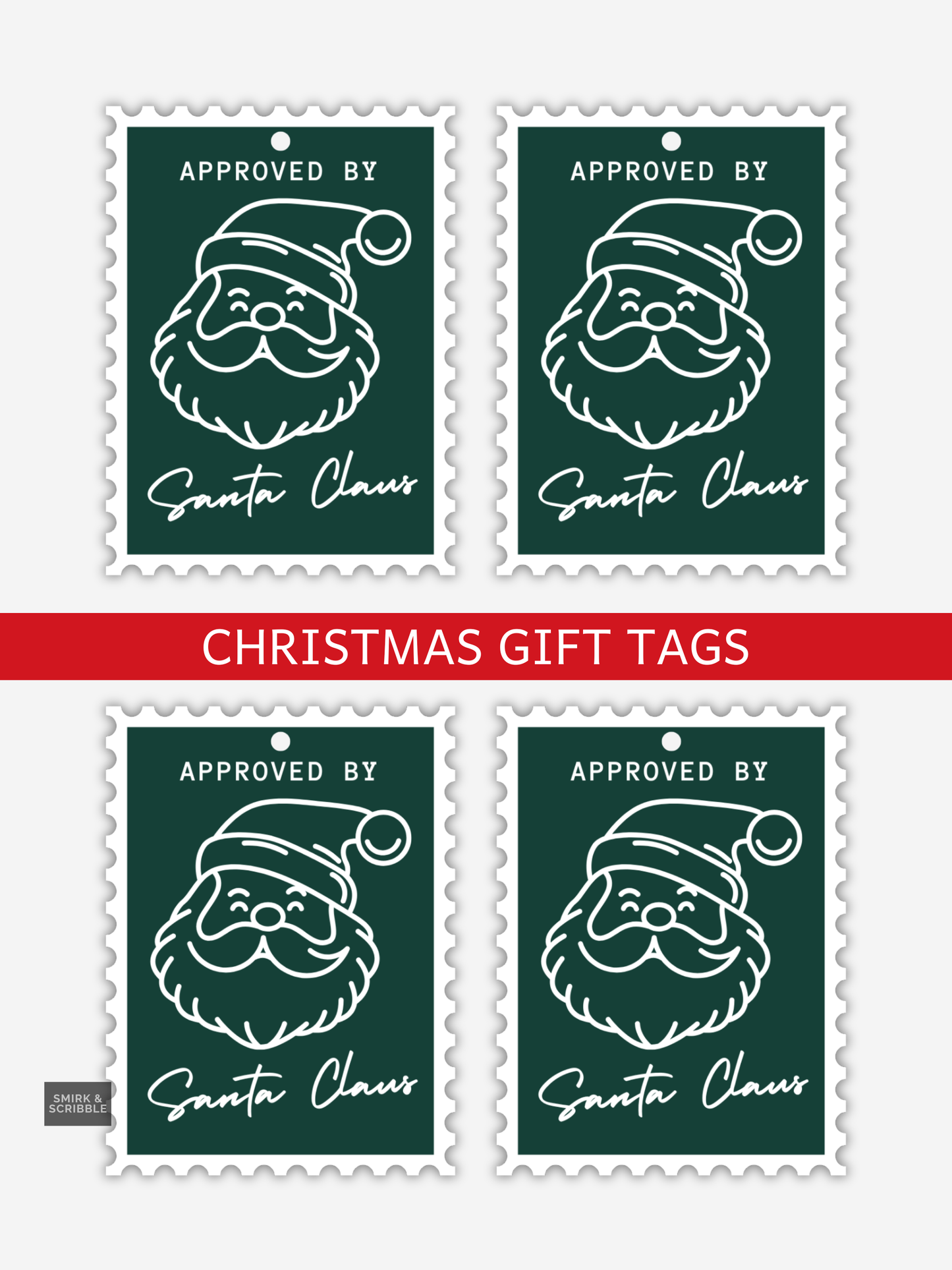 Green Santa Claus Christmas Gift Tags