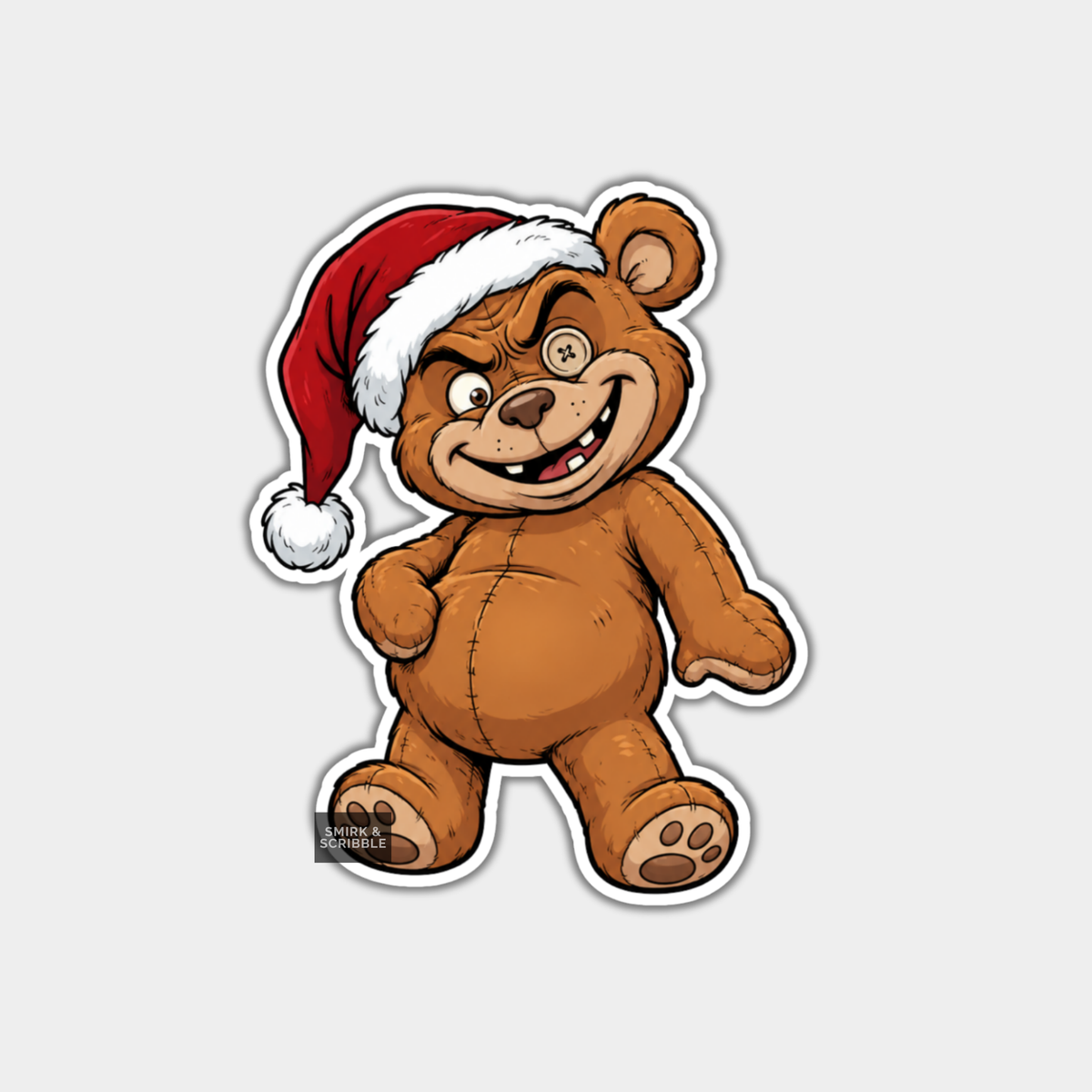 Funny Christmas Sticker - Cute Cheeky Teddy Bear