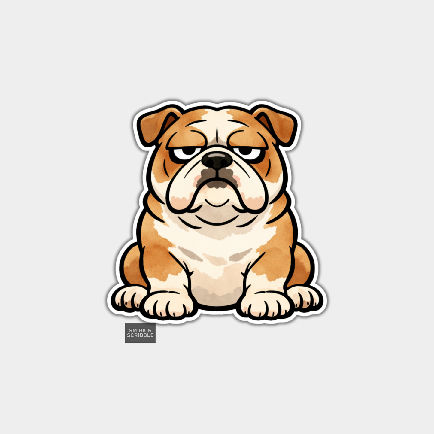 Cartoon bulldog sticker on a white background