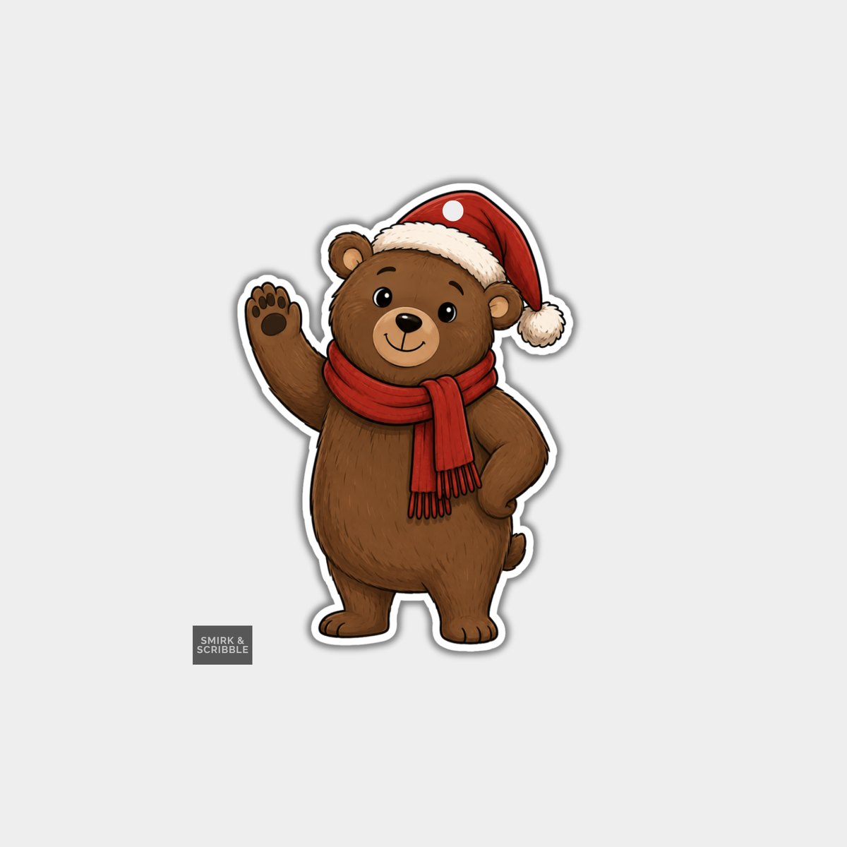 Funny Christmas Gift Tags - Cute Waving Bear