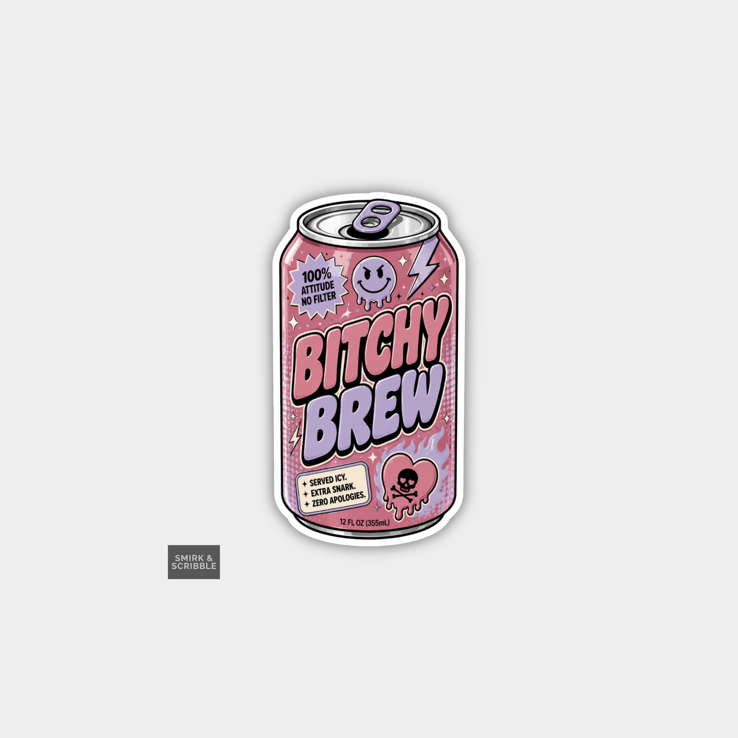Funny Snarky Soda Can Vinyl Sticker - Bitchy Brew
