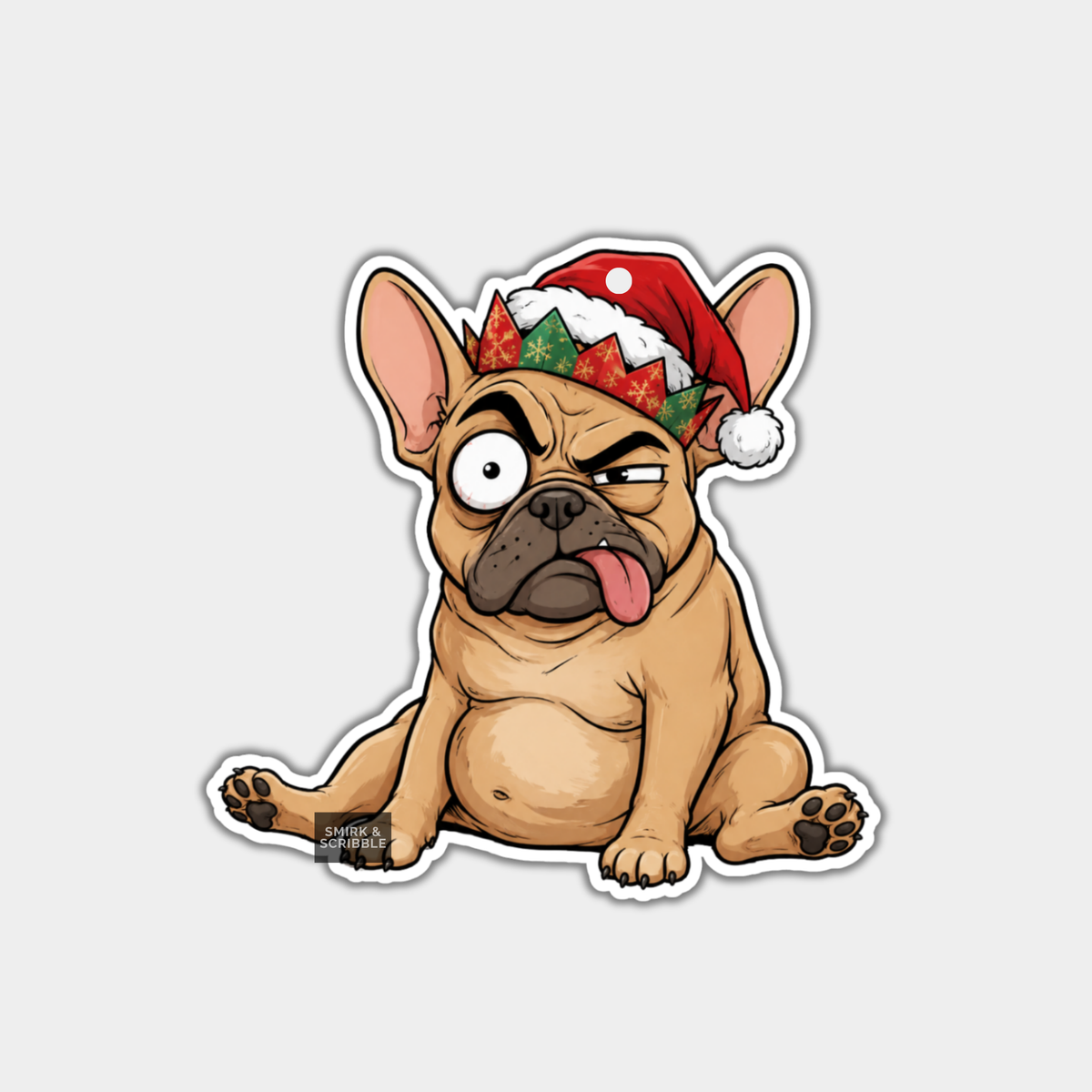 Funny Christmas Gift Tags - Cute Cheeky Dog In Santa Hat