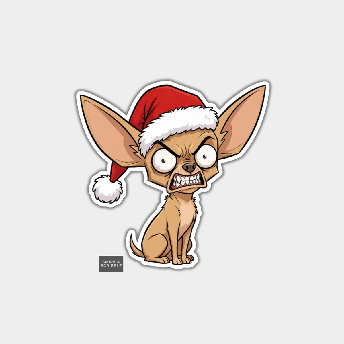 Funny Christmas Sticker - Cute Angry Chihuahua