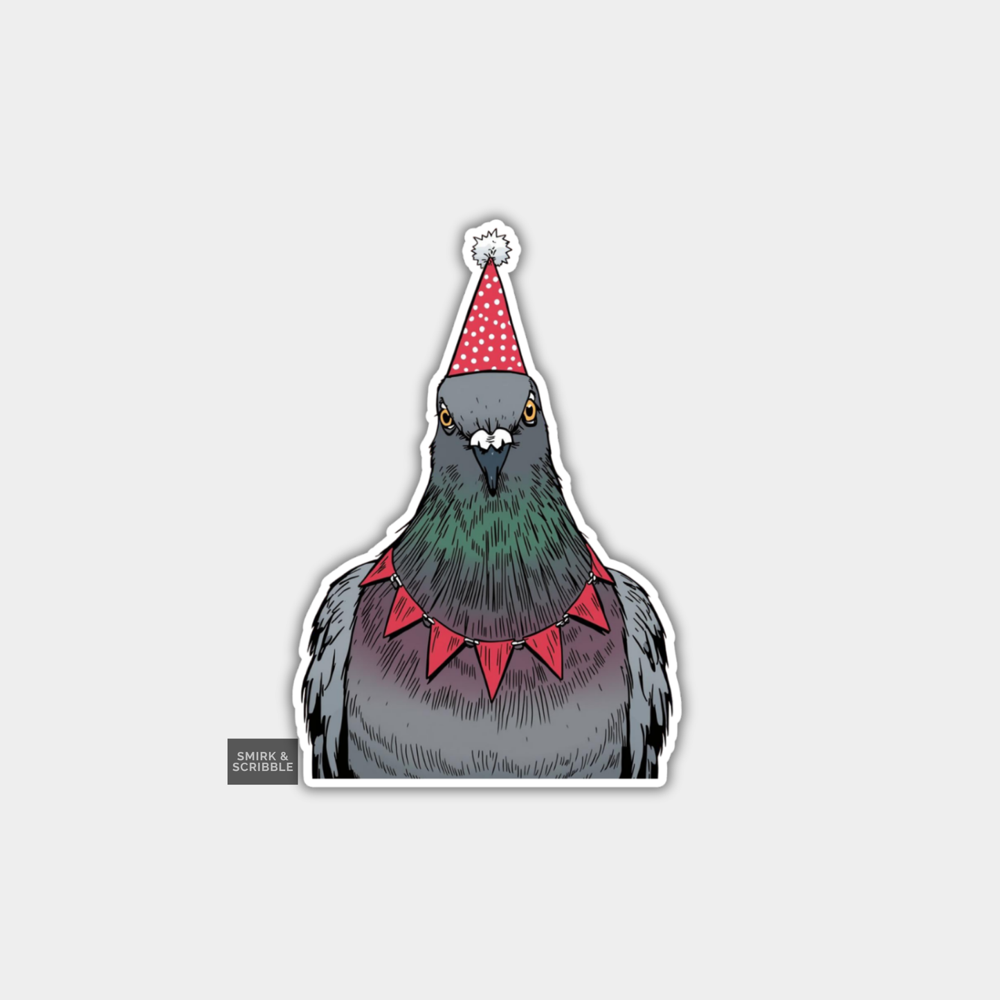 Funny Character Vinyl Sticker - Birthday Pigeon