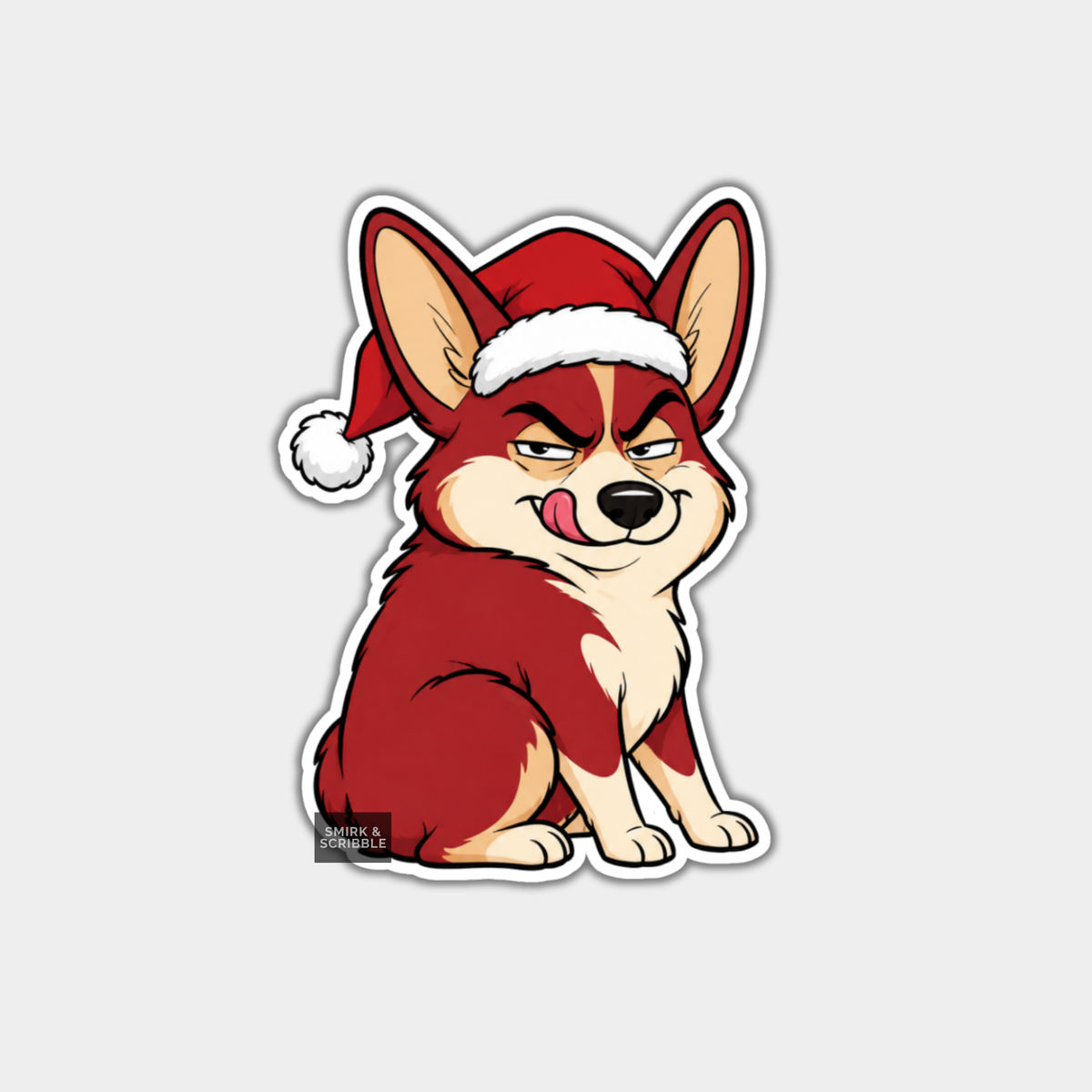 Funny Christmas Sticker - Cheeky Corgi Dog Posing
