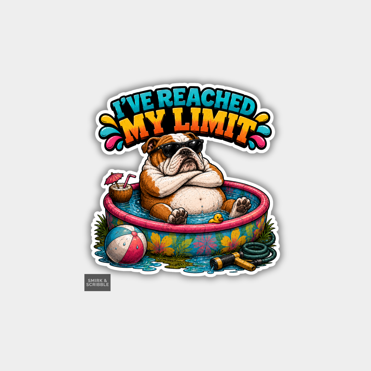 Funny Vinyl Die Cut Sticker - English Bulldog Limit