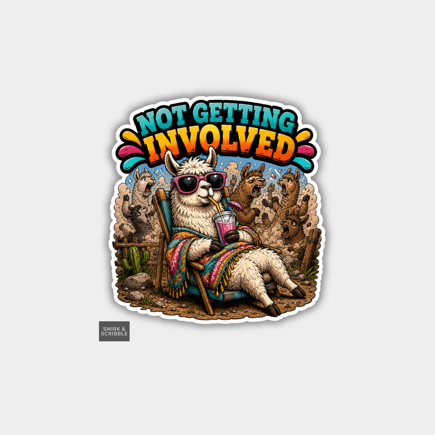 Funny Vinyl Die Cut Sticker - Involved Llama