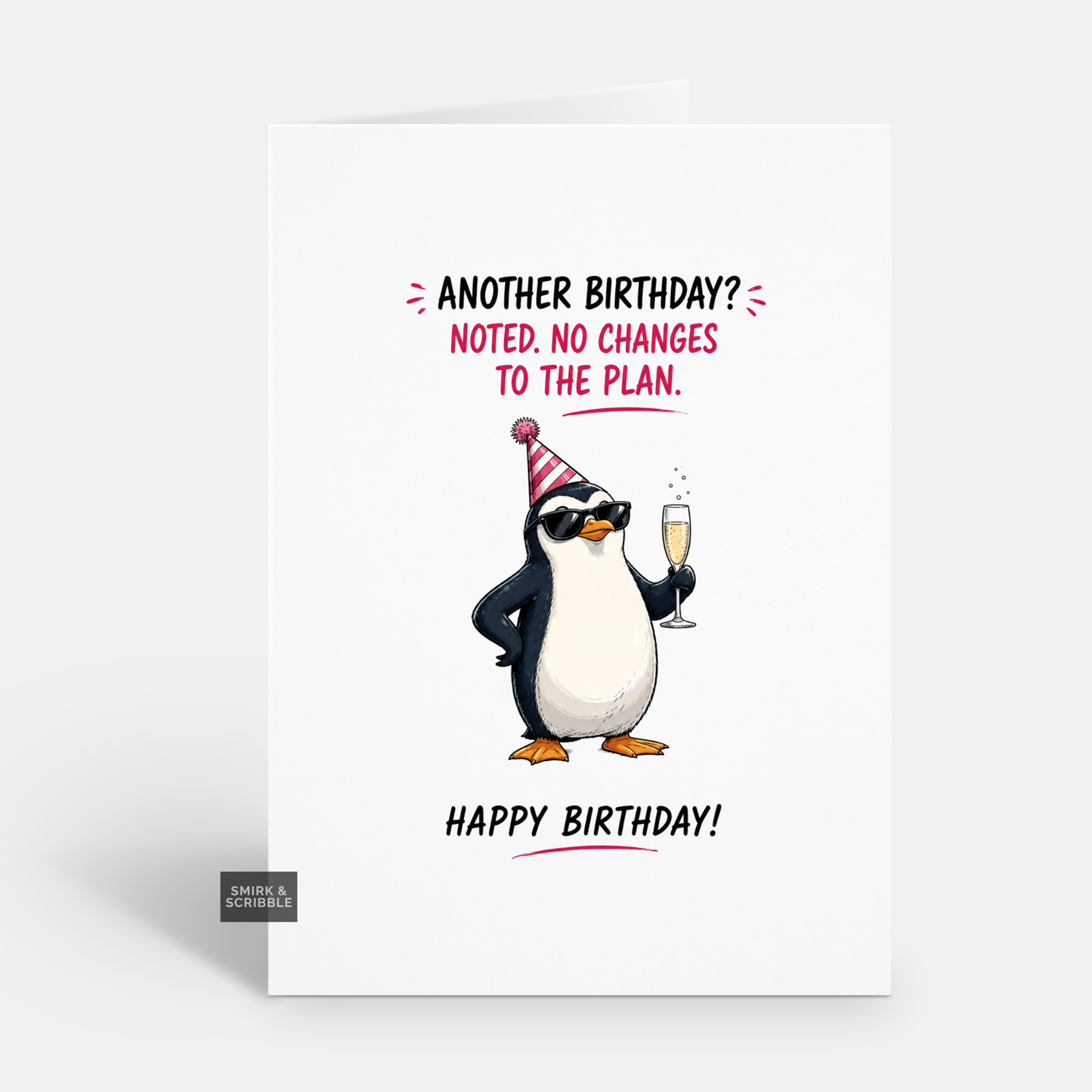 Funny Birthday Card - Penguin Champagne