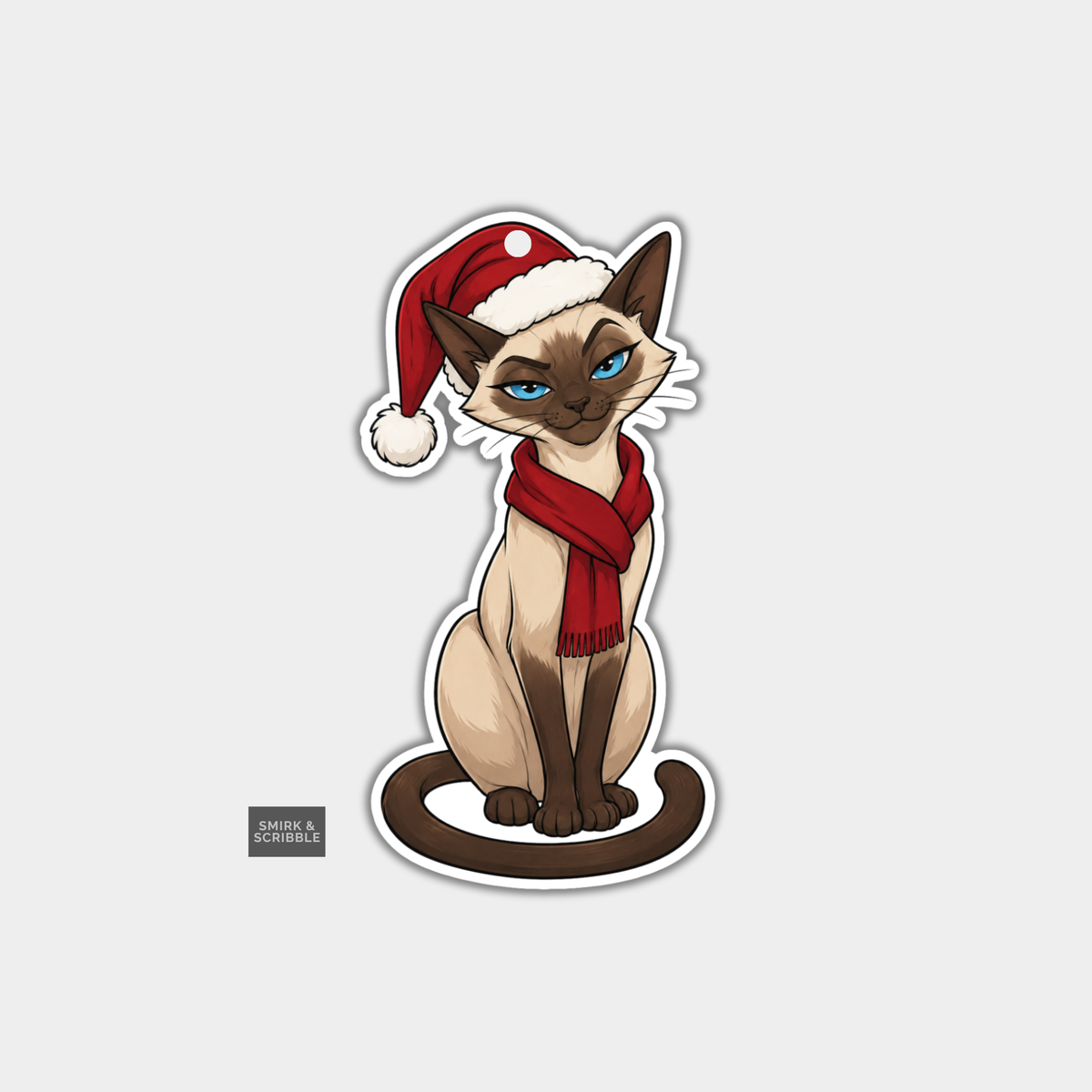 Funny Christmas Gift Tags - Posing Siamese Cat
