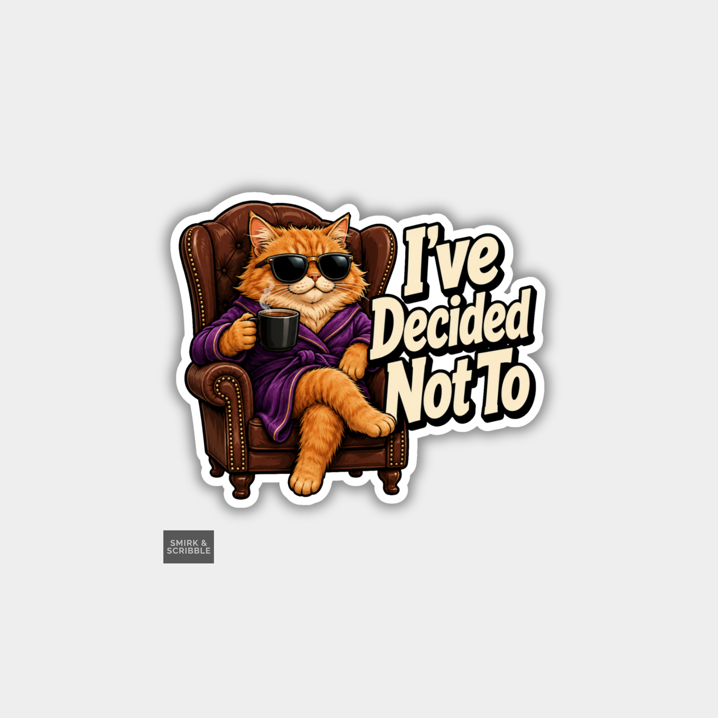 Funny Vinyl Die Cut Sticker - Decided Cat