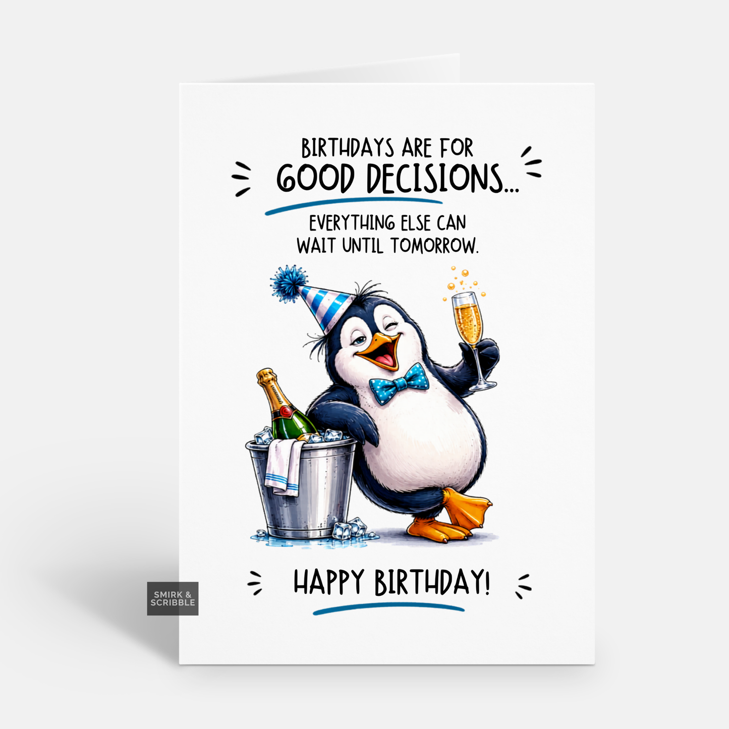 Funny Birthday Card - Decisions Penguin