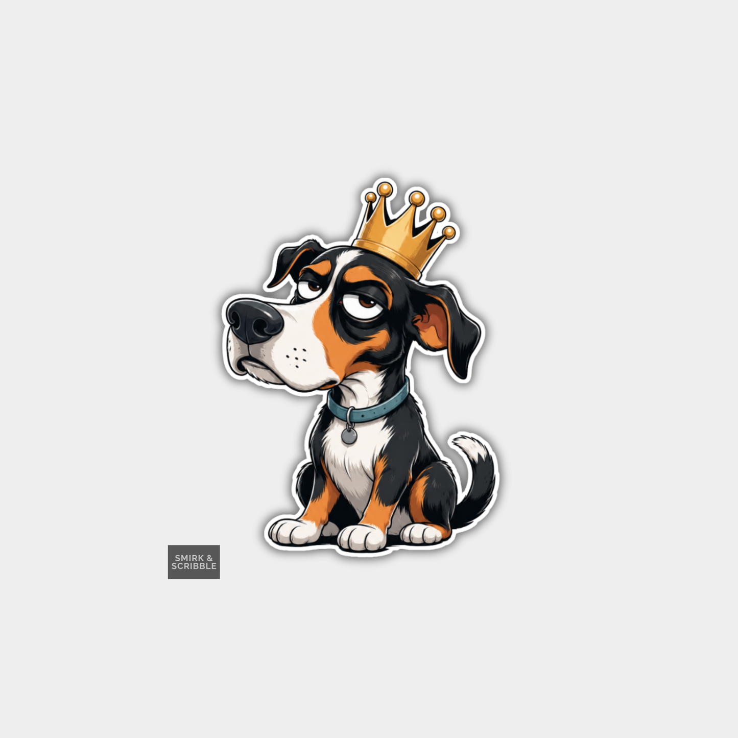 Funny Die Cut Vinyl Sticker - Dog & Crown