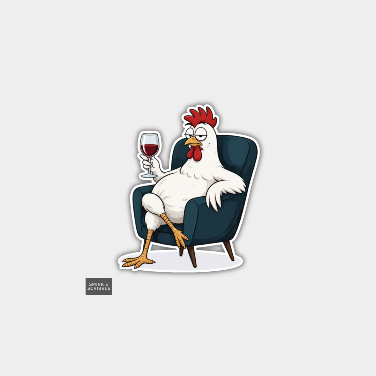 Funny Die Cut Vinyl Sticker - Chicken & Wine
