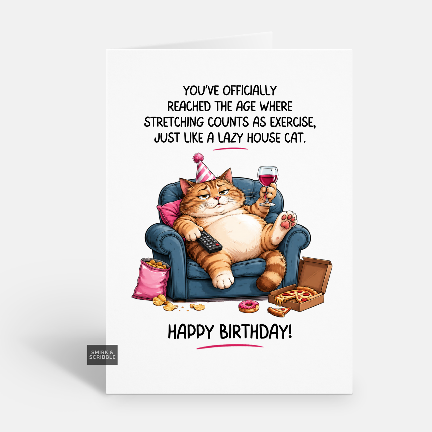 Funny Birthday Card - Lazy House Cat